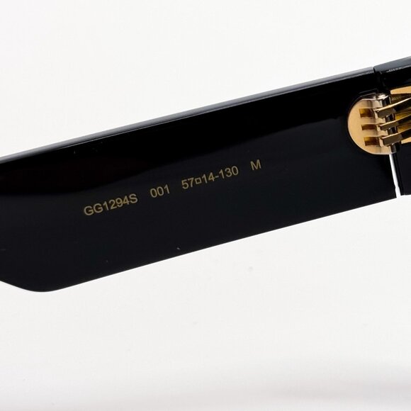 NEW GUCCI GG1294S 001 WOMEN SHINY BLACK GREY CAT EYE SUNGLASSES GUCCI - Picture 11 of 13